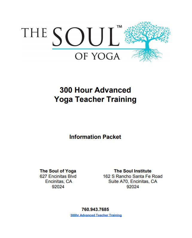 300 Hour Advanced Yoga Teacher Training Info Packet