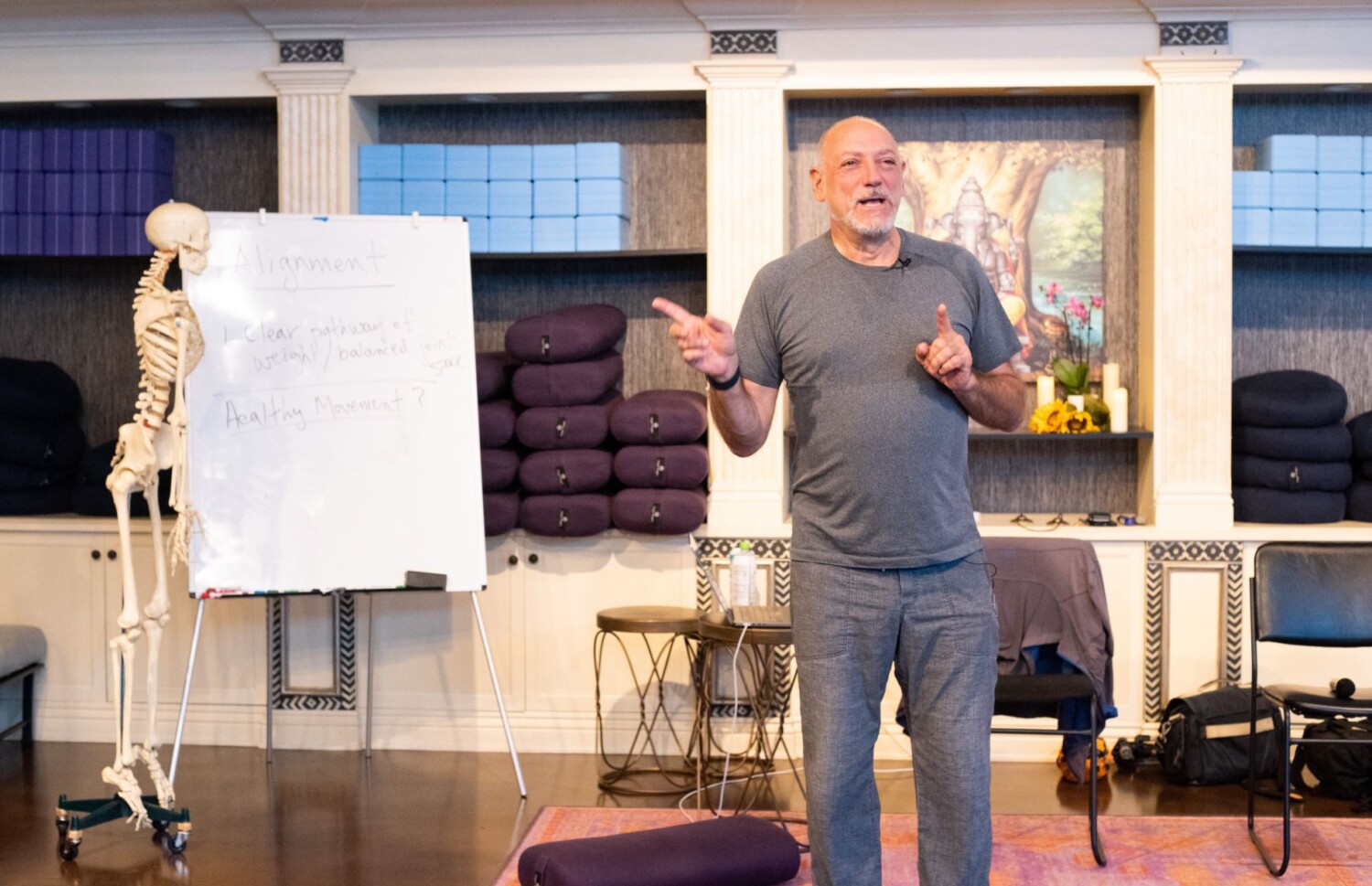 Leslie Kaminoff teaching with bones