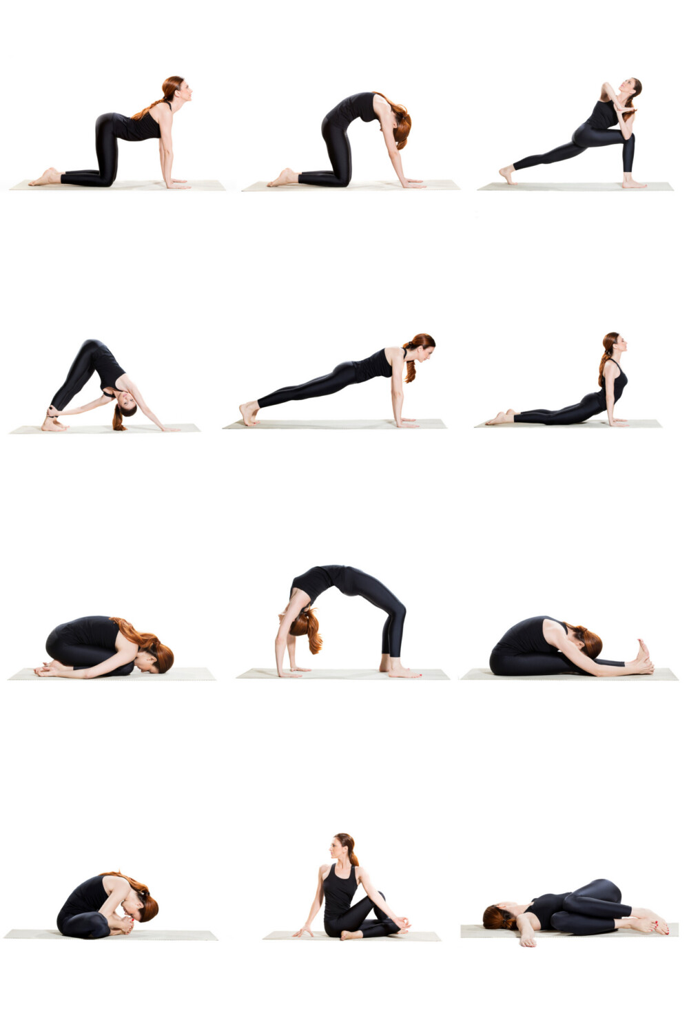 Morning yoga sequence of 12 poses